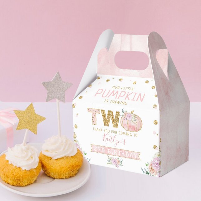 Little Pumpkin Girls 2nd Birthday Favor Box (Creator Uploaded)