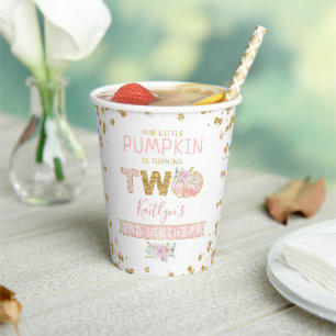 Little Pumpkin Girls 2nd Birthday Paper Cups
