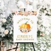 little pumpkin gold blush baby shower welcome