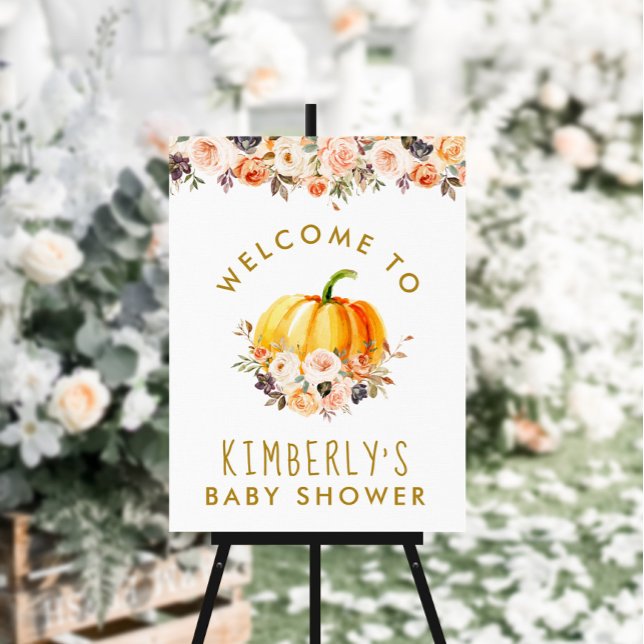 little pumpkin gold blush baby shower welcome poster (Creator Uploaded)