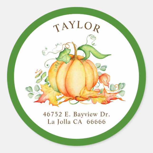 Little Pumpkin Green Return Address Labels (Front)