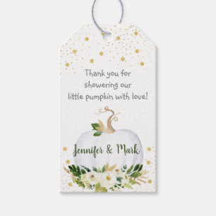 Little Pumpkin Greenery Gold Baby Shower Gift Tags