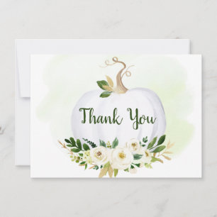 Little Pumpkin Greenery Gold Thank You Card