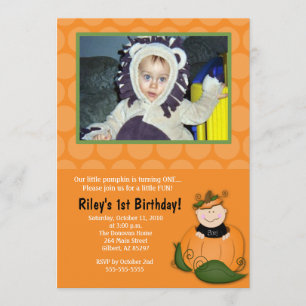 Little Pumpkin Halloween 5x7 Photo Birthday Invitation