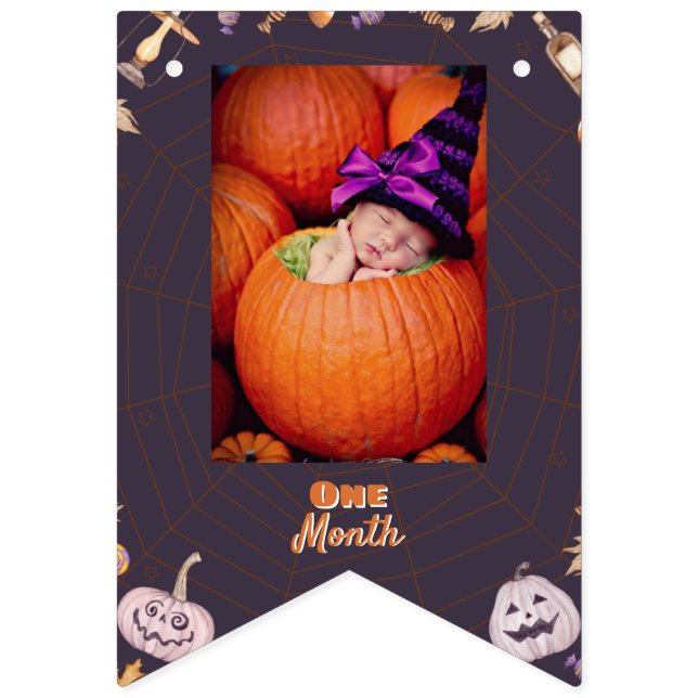 Little Pumpkin Halloween Monthly Photo Bunting Flags (First Flag)