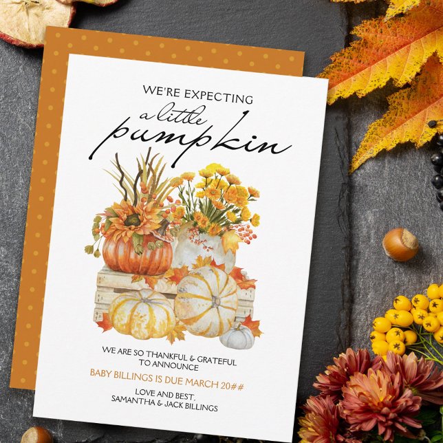 Little Pumpkin Harvest Thankful Grateful Pregnancy Announcement (Creator Uploaded)
