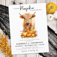 Little Pumpkin Highland Cow Baby Shower Invitation