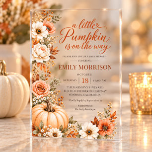 Little Pumpkin is on the Way Baby Shower Acrylic Invitations