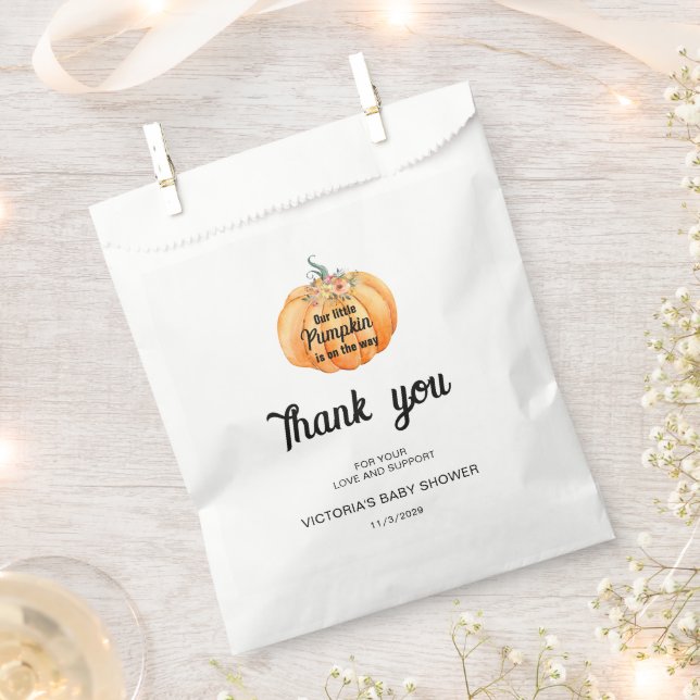 Little Pumpkin is on the way Baby Shower  Favour Bag (Clipped)