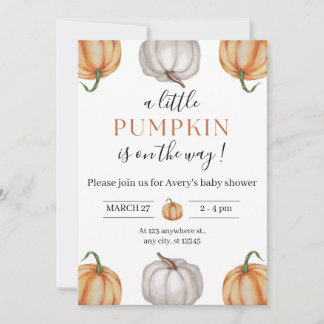 Little Pumpkin Is On The Way Baby Shower Invitatio Invitation