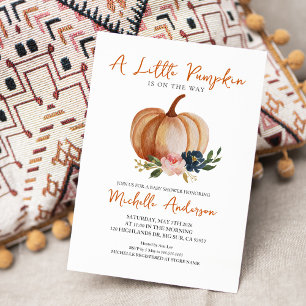 Little Pumpkin Is On The Way Baby Shower Invitation