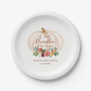 Little Pumpkin Is On The Way Baby Shower Paper Plate
