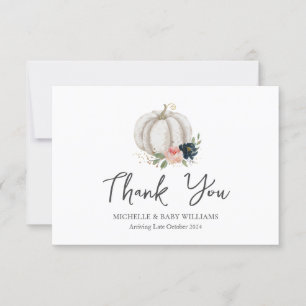 Little Pumpkin Is On The Way Baby Shower Thank You Card
