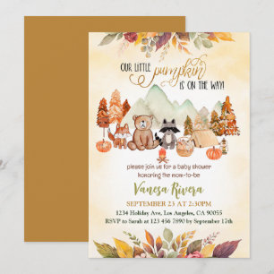 Little Pumpkin Is on the Way Fall Baby Shower Invitation