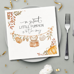 Little Pumpkin is on the Way Fall Baby Shower Napkin