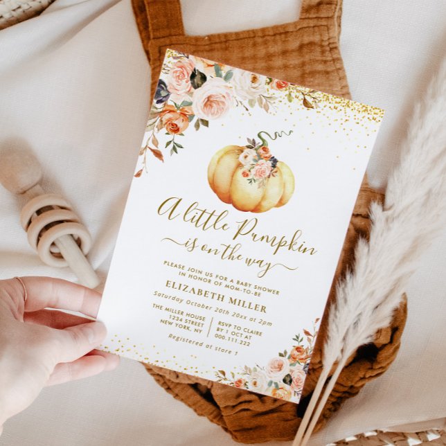 little pumpkin is on the way floral invitation (Creator Uploaded)
