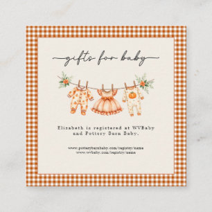 Little Pumpkin is on the Way Gingham Baby Shower Enclosure Card