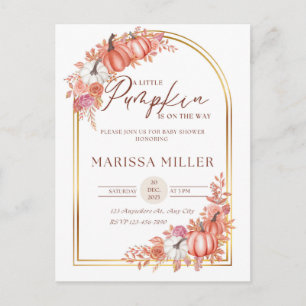 Little Pumpkin Is On the Way Invitation  Postcard