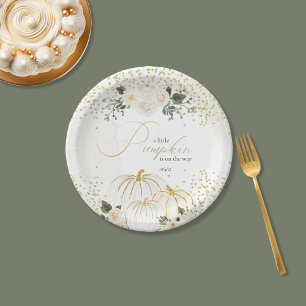 Little Pumpkin Is On The Way Paper Plate