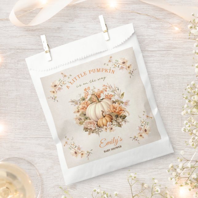 Little Pumpkin Is On The Way Pastel Baby Shower Favour Bag (Clipped)