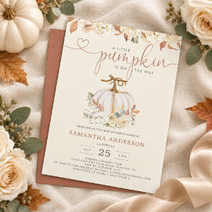 Little Pumpkin Is On The Way Pumpkin Baby Shower Invitation