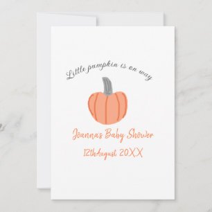 Little pumpkin is on way orange gray baby shower a invitation