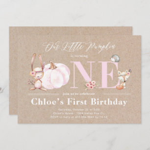 Little Pumpkin is One Fall Birthday Invitations