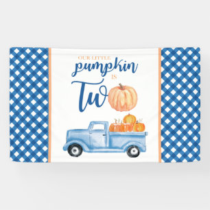 Little Pumpkin is TWO 2nd Birthday blue truck Banner