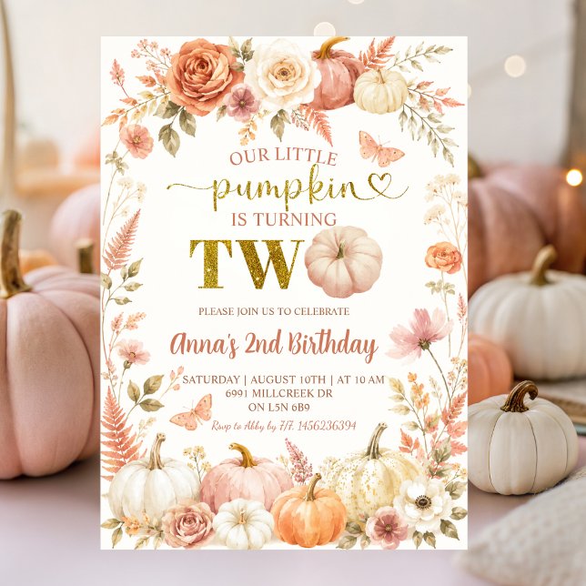 Little Pumpkin Is Two Second Birthday Invitation (Creator Uploaded)