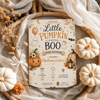 Little Pumpkin Little Boo Halloween Baby Shower Invitation