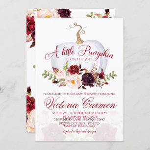 Little Pumpkin Marsala and Blush Baby Shower Invitation