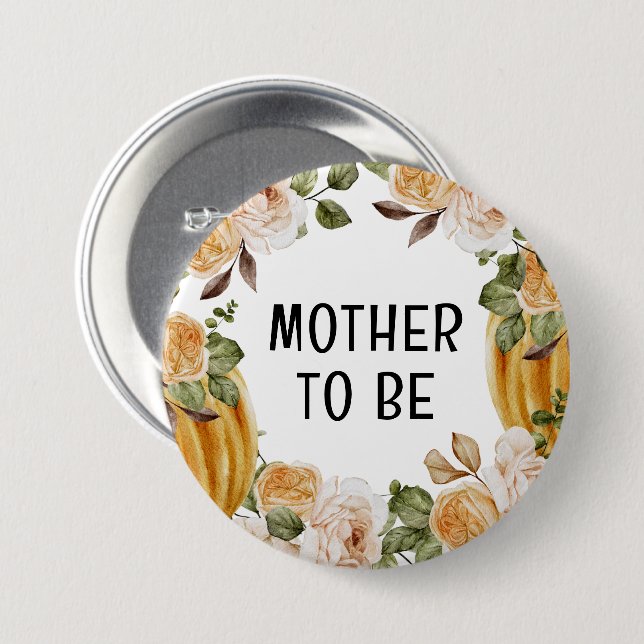 Little Pumpkin Mother to Be Fall Baby Shower 3 Inch Round Button (Front & Back)