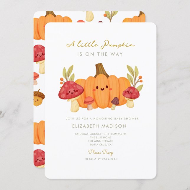 Little Pumpkin Mushroom Baby Shower Invitation (Creator Uploaded)