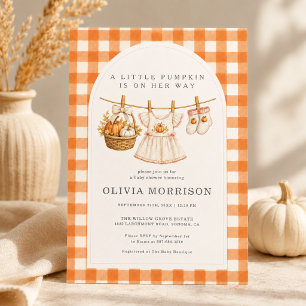 Little Pumpkin on Her Way Fall Baby Shower Invitation