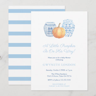 Little Pumpkin On His Way Fall Baby Shower For Boy Invitation