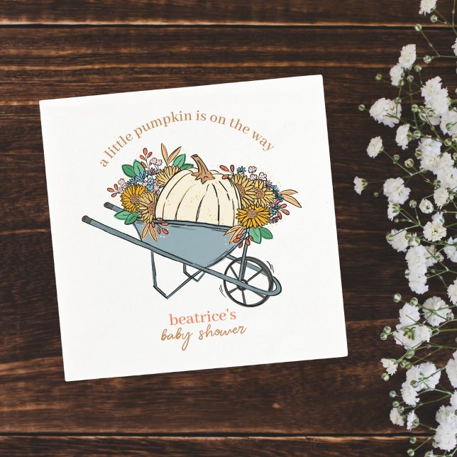 Little Pumpkin on the Way Autumn Baby Shower Napkin (Creator Uploaded)