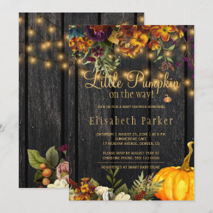Little pumpkin on the way autumn fall baby shower invitation