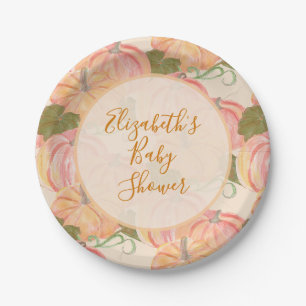 Little Pumpkin On The Way Baby Shower Custom Name Paper Plate
