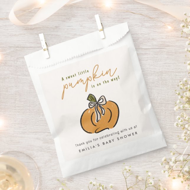 Little Pumpkin On The Way Baby Shower Favour Bag (Clipped)