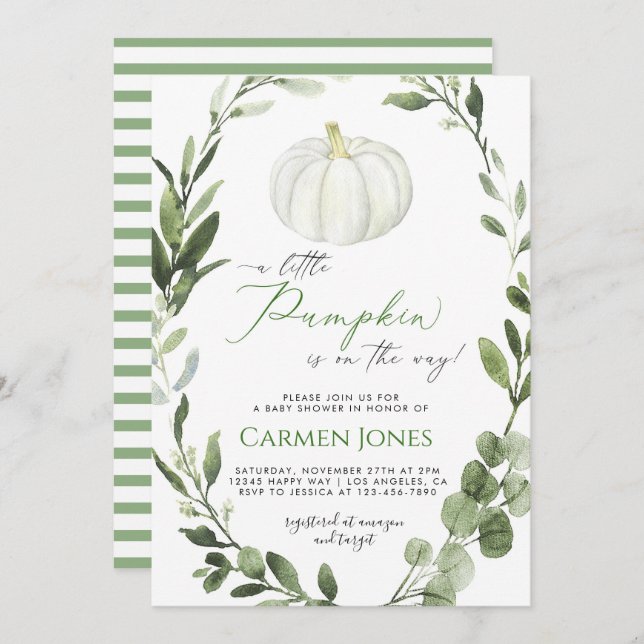 Little Pumpkin on the Way Baby Shower Invitation (Front/Back)