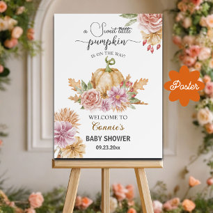 Little Pumpkin on the Way Baby Shower Welcome Poster