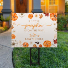 Little Pumpkin on the Way Baby Shower Yard Sign