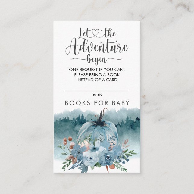 Little Pumpkin On The Way Blue Books For Baby Enclosure Card (Front)