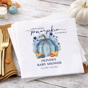 Little Pumpkin On The Way Boy Baby Shower Paper Napkin
