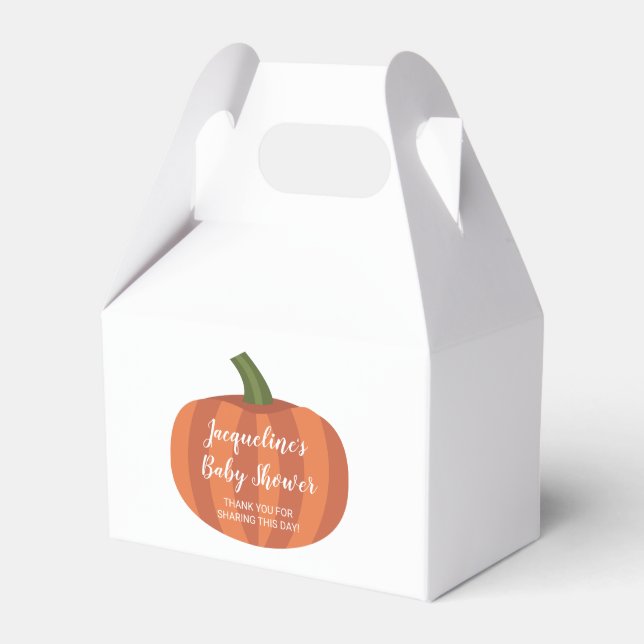 Little Pumpkin On The Way Fall Baby Shower Favor Box (Front Side)
