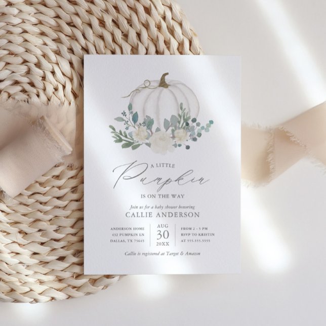 Little Pumpkin on the Way Floral Girl Baby Shower Invitation (Creator Uploaded)