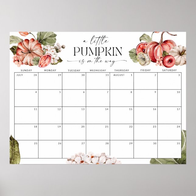 Little Pumpkin on the Way Guess the Due Date Sign (Front)