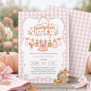 Little Pumpkin on the Way Pink Baby Shower Invitation
