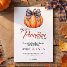  Little Pumpkin on the Way Pink Bow Baby Shower In