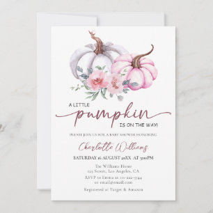 Little Pumpkin On The Way Pink Girl Baby Shower Invitation